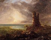 Thomas Cole Romantic Landscape with Ruined Tower oil